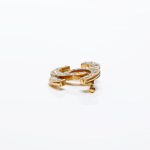 シャネル CHANEL ココマーク ラインストーン ブローチ ゴールド WS20590