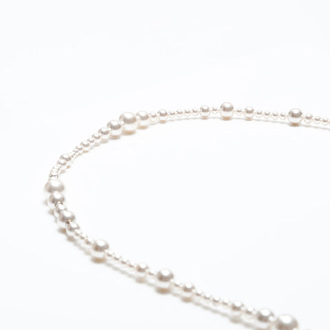CHANEL COCO Mark Pearl Rhinestone A18P Necklace white WS20592