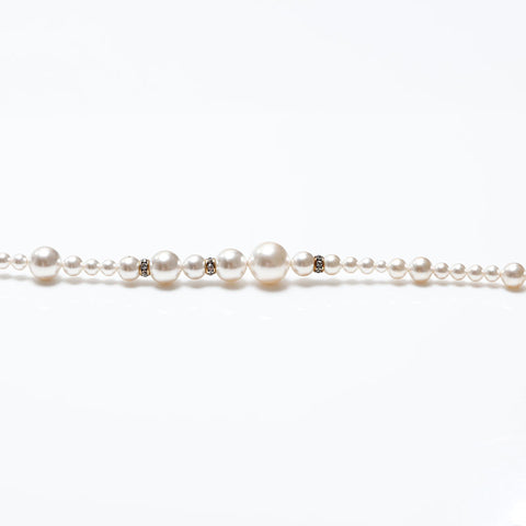 CHANEL COCO Mark Pearl Rhinestone A18P Necklace white WS20592