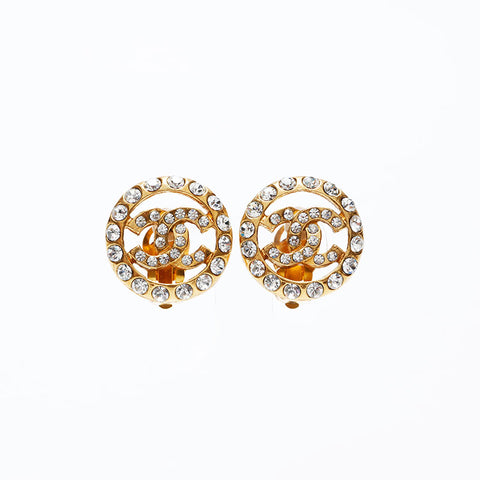CHANEL COCO Mark rhinestone Earring gold WS20595