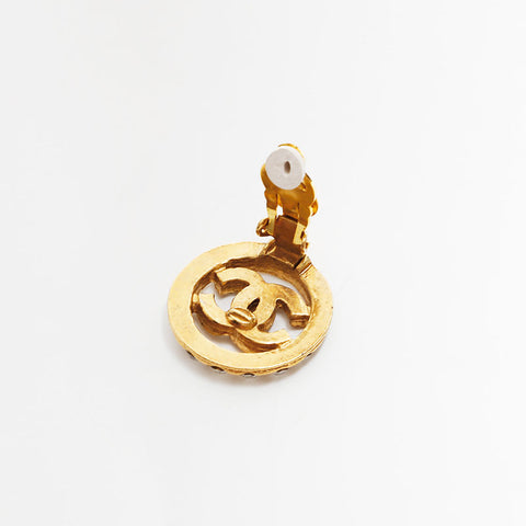 CHANEL COCO Mark rhinestone Earring gold WS20595