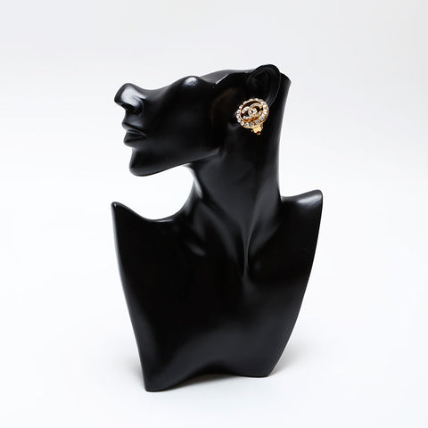 CHANEL COCO Mark rhinestone Earring gold WS20595