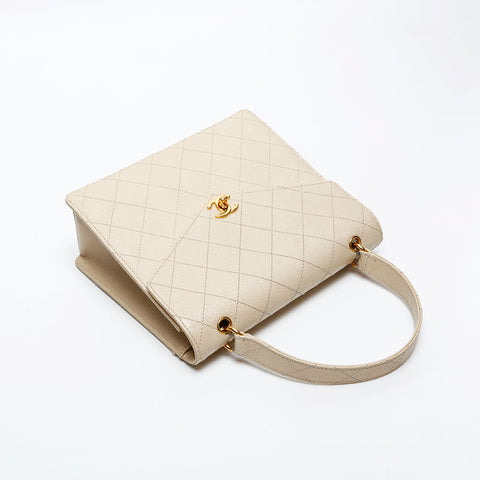 CHANEL No.5 Matelasse Caviar Top Handle Handbag beige WS20596