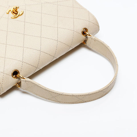 CHANEL No.5 Matelasse Caviar Top Handle Handbag beige WS20596