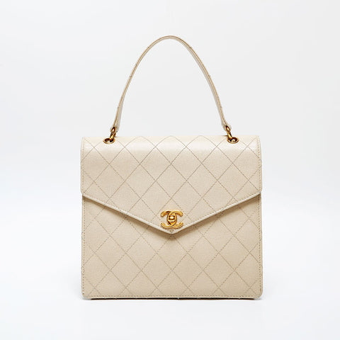 CHANEL No.5 Matelasse Caviar Top Handle Handbag beige WS20596