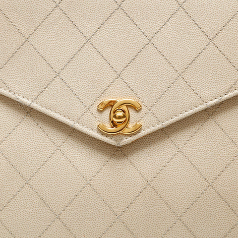 CHANEL No.5 Matelasse Caviar Top Handle Handbag beige WS20596