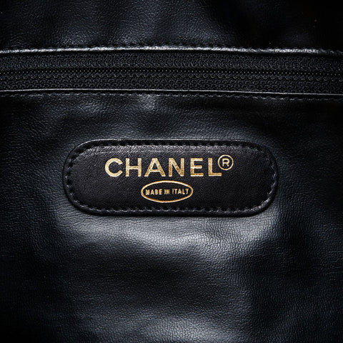 CHANEL No. 2 1989-1991 Bicolor Leather Boston bag black WS20597