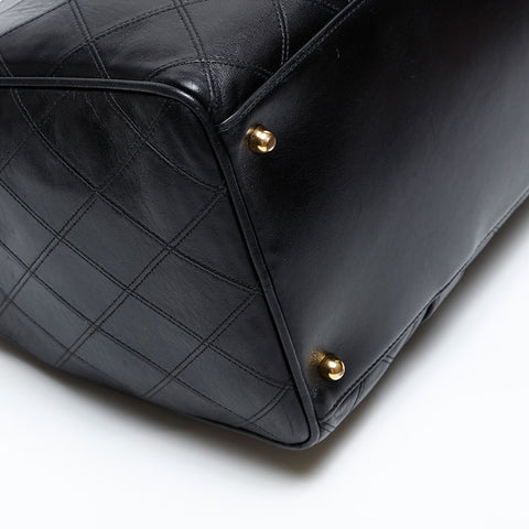 CHANEL No. 2 1989-1991 Bicolor Leather Boston bag black WS20597