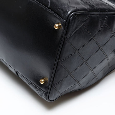 CHANEL No. 2 1989-1991 Bicolor Leather Boston bag black WS20597