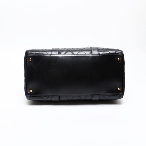 CHANEL No. 2 1989-1991 Bicolor Leather Boston bag black WS20597