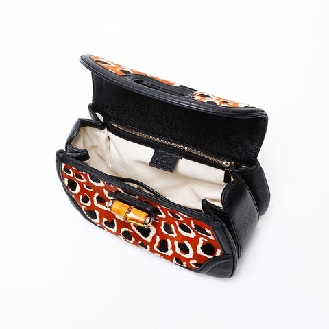 GUCCI Bamboo pony 2way Handbag black WS20598