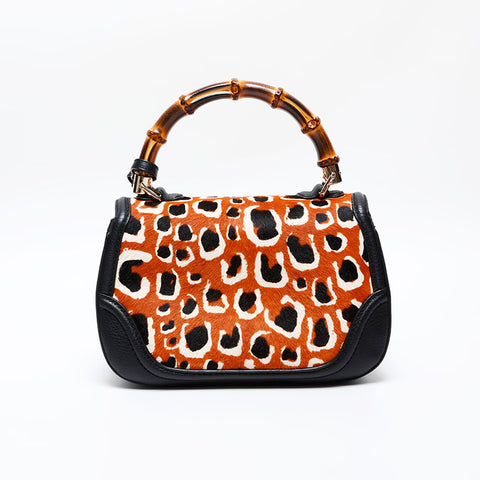 GUCCI Bamboo pony 2way Handbag black WS20598