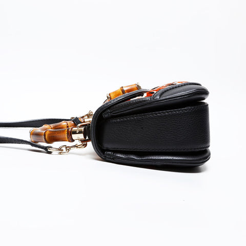 GUCCI Bamboo pony 2way Handbag black WS20598
