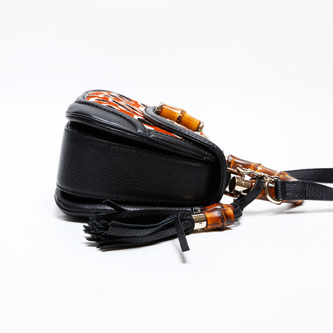 GUCCI Bamboo pony 2way Handbag black WS20598