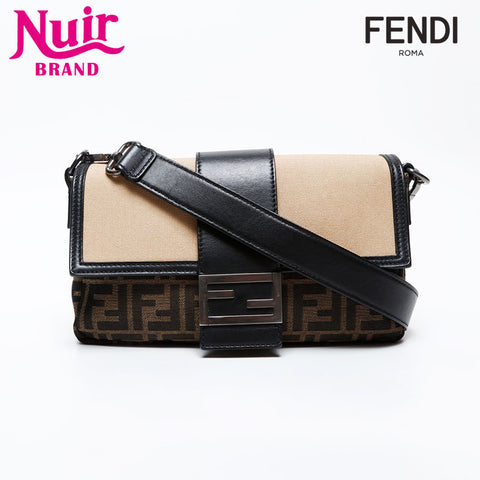 FENDI Zucca Mamma Bucket Shoulder Bag Brown WS20599