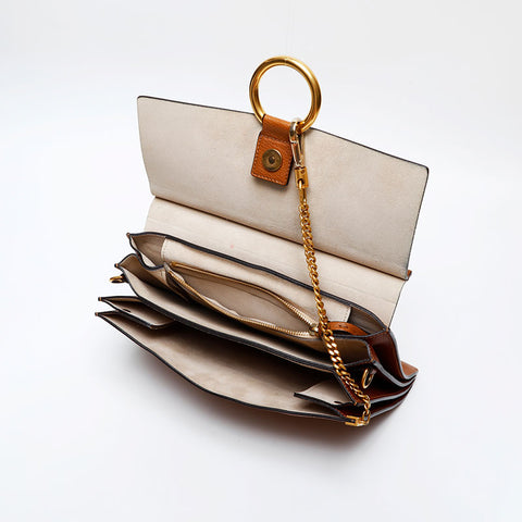 Chloe Faye Leather Shoulder Bag beige WS20603