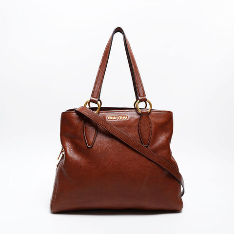 Miu Miu Vitero Phoenix 2way Handbag Brown WS20604