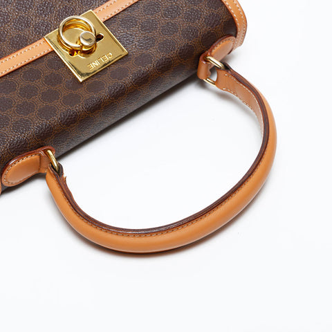 CELINE Macadam PVC top handle Handbag Brown WS20605