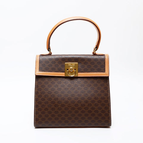 CELINE Macadam PVC top handle Handbag Brown WS20605