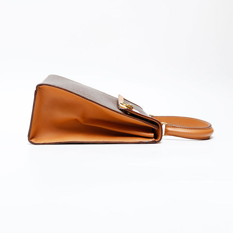 CELINE Macadam PVC top handle Handbag Brown WS20605