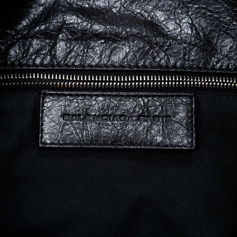 BALENCIAGA Leather Motocross Classic Shoulder Bag black WS20608