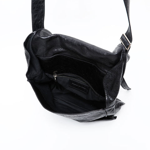 BALENCIAGA Leather Motocross Classic Shoulder Bag black WS20608