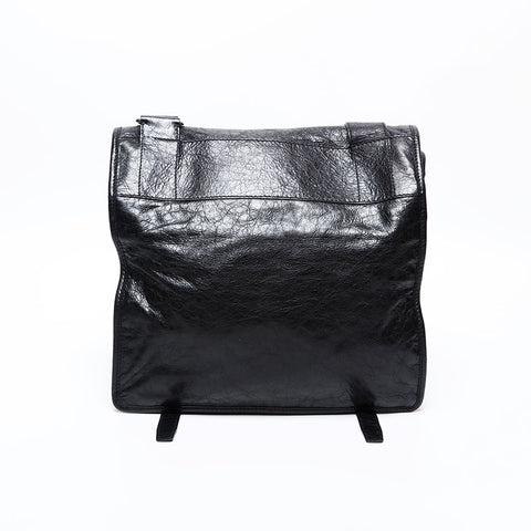 BALENCIAGA Leather Motocross Classic Shoulder Bag black WS20608
