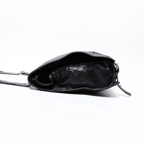 BALENCIAGA Leather Motocross Classic Shoulder Bag black WS20608