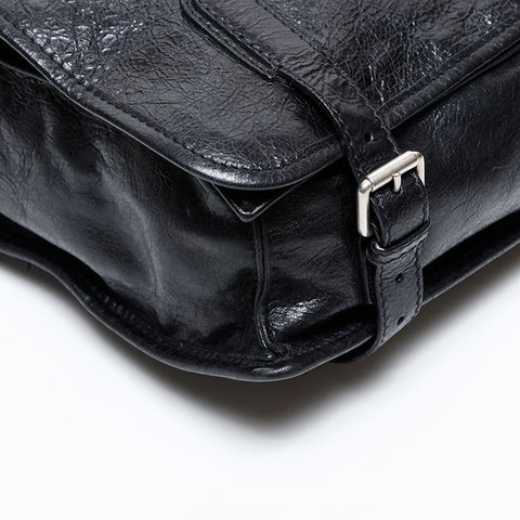 BALENCIAGA Leather Motocross Classic Shoulder Bag black WS20608