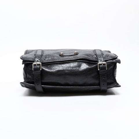 BALENCIAGA Leather Motocross Classic Shoulder Bag black WS20608