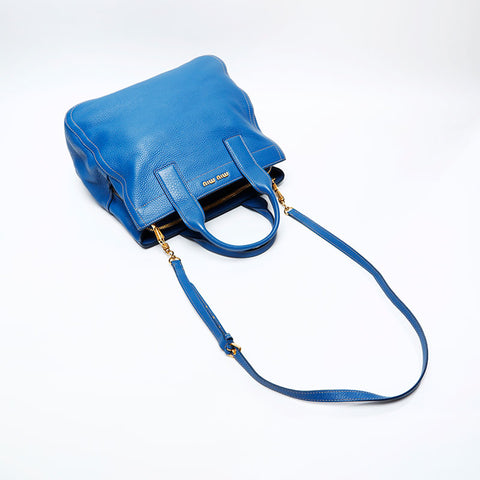 Miu Miu Leather 2way Handbag blue WS20609