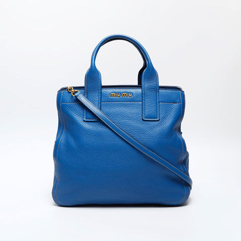 Miu Miu Leather 2way Handbag blue WS20609