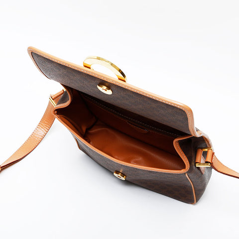 CELINE Macadam PVC Shoulder Bag Brown WS20610
