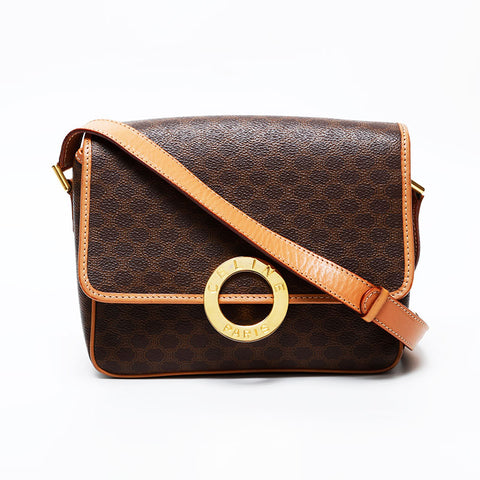 CELINE Macadam PVC Shoulder Bag Brown WS20610