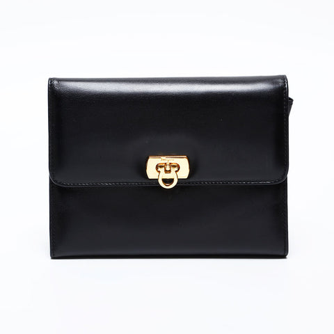 Salvatore Ferragamo Gancini leather Clutch bag black WS20611