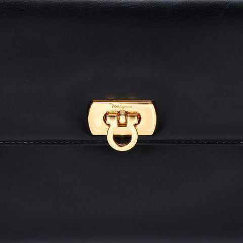 Salvatore Ferragamo Gancini leather Clutch bag black WS20611