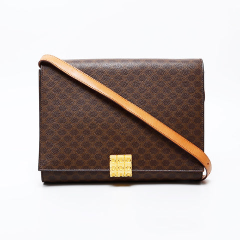 CELINE Macadam PVC Shoulder Bag Brown WS20612