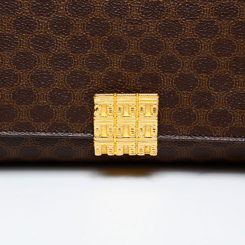 CELINE Macadam PVC Shoulder Bag Brown WS20612