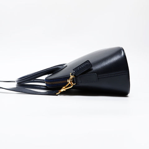 CELINE Leather 2way Handbag Navy WS20615