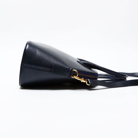 CELINE Leather 2way Handbag Navy WS20615