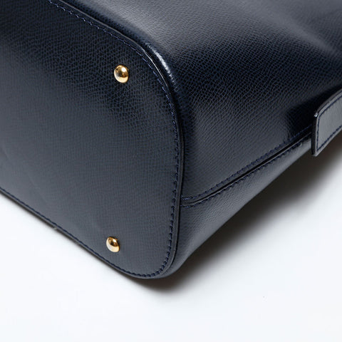 CELINE Leather 2way Handbag Navy WS20615