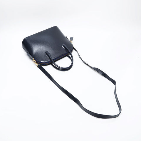 CELINE Leather 2way Handbag Navy WS20615