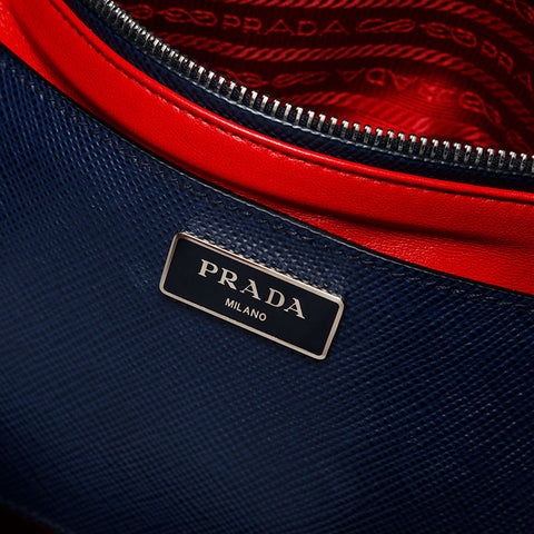 PRADA Saffiano Cuir Leather 2way Handbag Navy WS20618