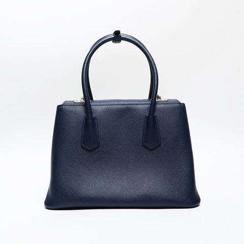 PRADA Saffiano Cuir Leather 2way Handbag Navy WS20618