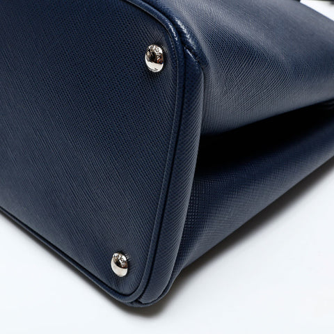 PRADA Saffiano Cuir Leather 2way Handbag Navy WS20618