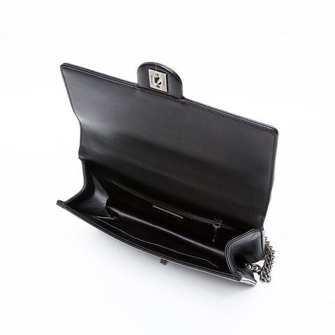 CHANEL 28th series 2019 Gunmetal Chain COCO embossed Shoulder Bag black WS20619
