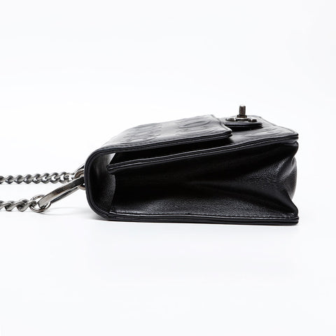 CHANEL 28e série 2019 Gunmetal Chain COCO sac à bandoulière en relief noir WS20619