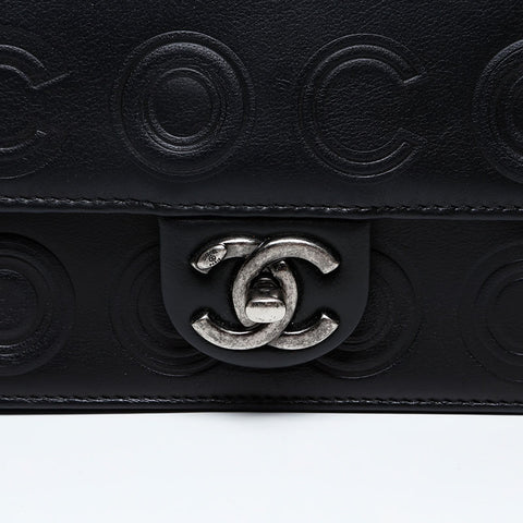CHANEL 28th series 2019 Gunmetal Chain COCO embossed Shoulder Bag black WS20619