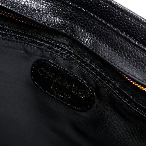 CHANEL 5th Series 1997-1999 Turnlock Caviar Chain Shoulder Bag black WS20621