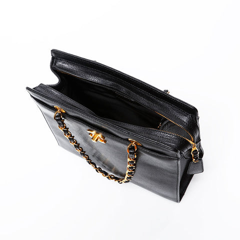 CHANEL 5th Series 1997-1999 Turnlock Caviar Chain Shoulder Bag black WS20621